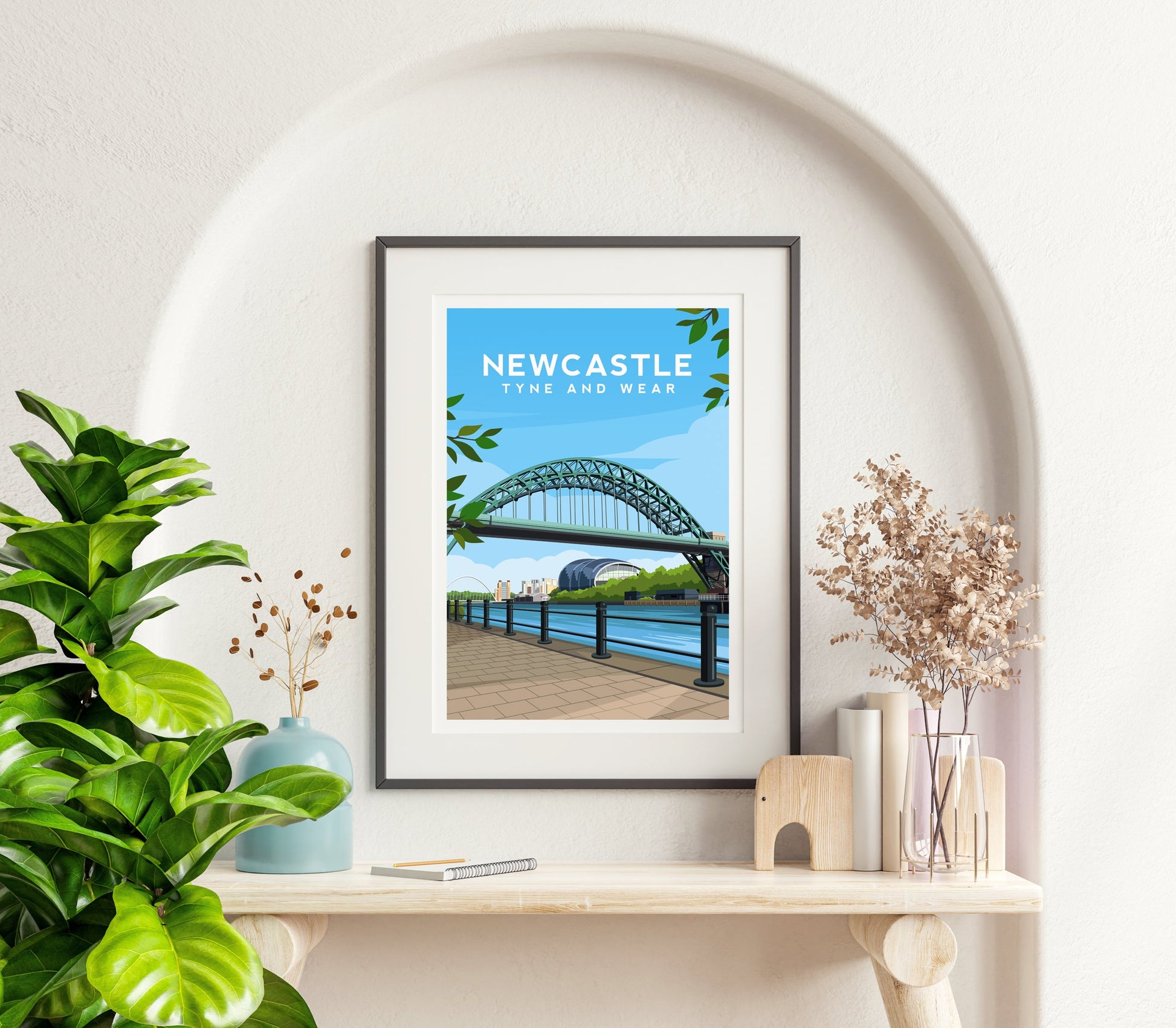 Newcastle Print, Tyne Bridge England Travel Wall Art Typelab