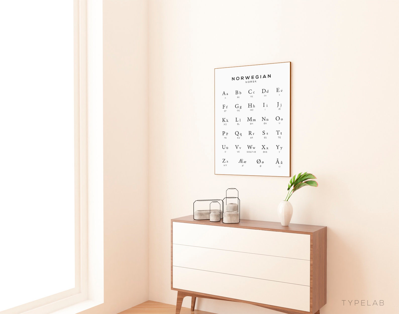 Norwegian Alphabet Print, Language Learning Wall Art Typelab