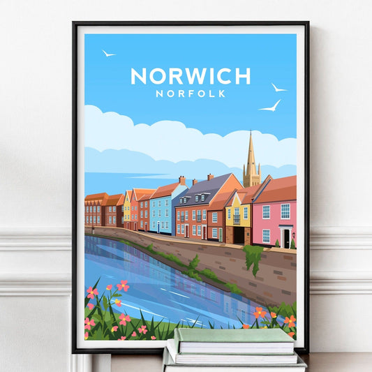 Norwich Quayside Print, Norfolk England Travel Wall Art Typelab