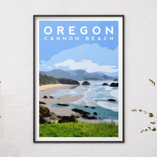 Oregon US, Cannon Beach Travel Print Typelab