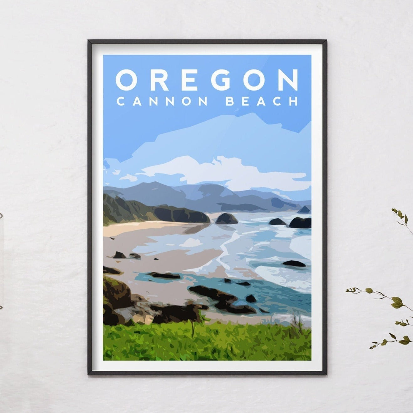 Oregon US, Cannon Beach Travel Print Typelab