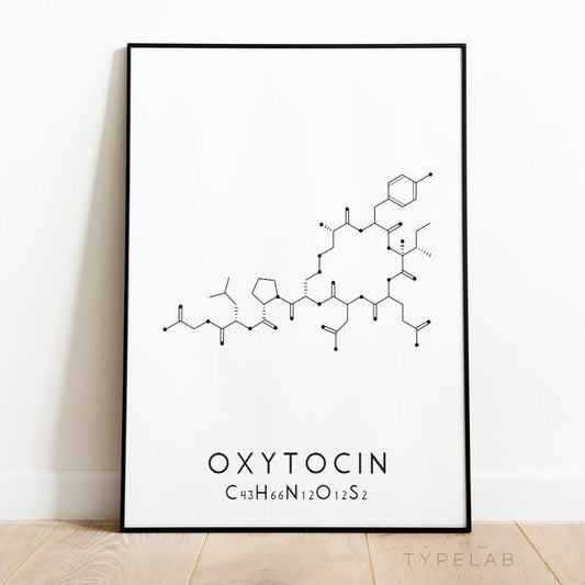 Oxytocin Molecular Structure Print - Black and White Typelab
