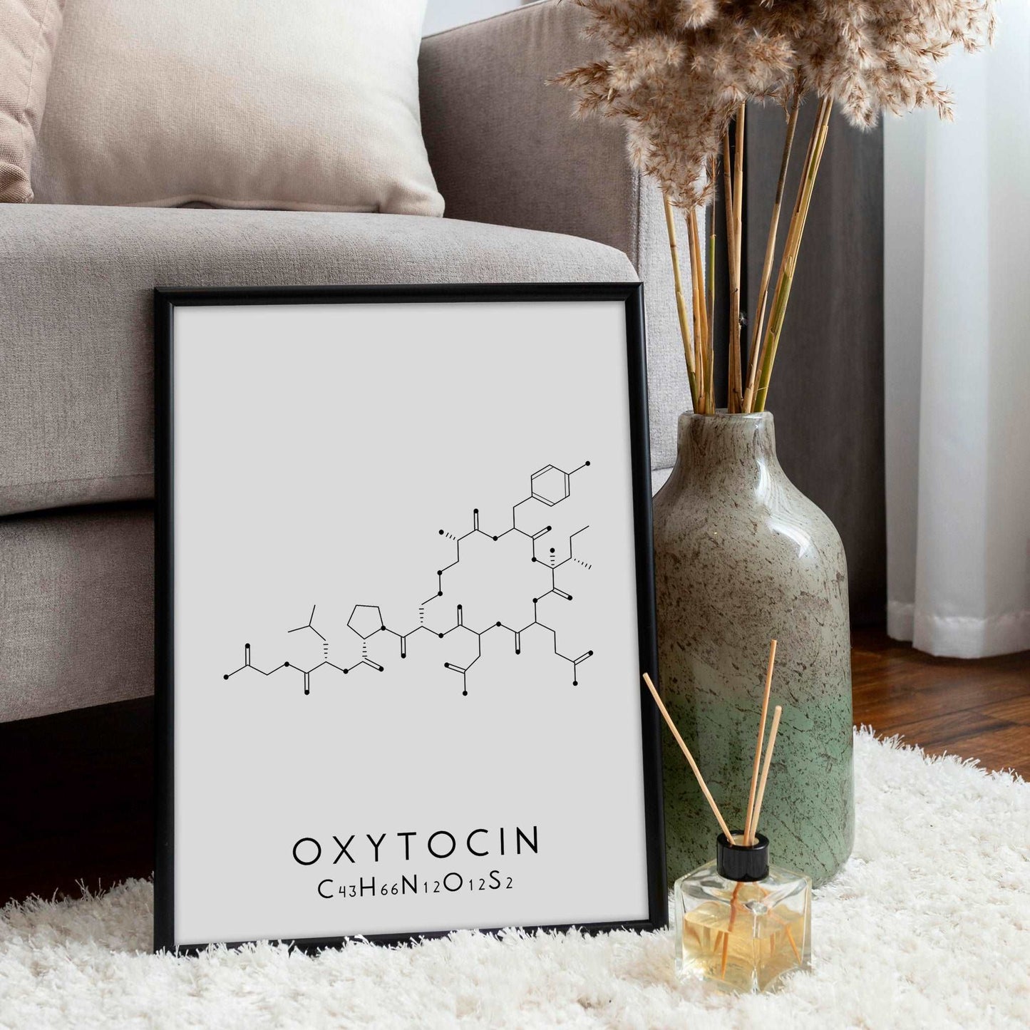 Oxytocin Molecular Structure Print - Black and White Typelab