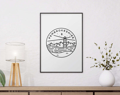 Pembrokeshire, Wales Circle Emblem Print Typelab