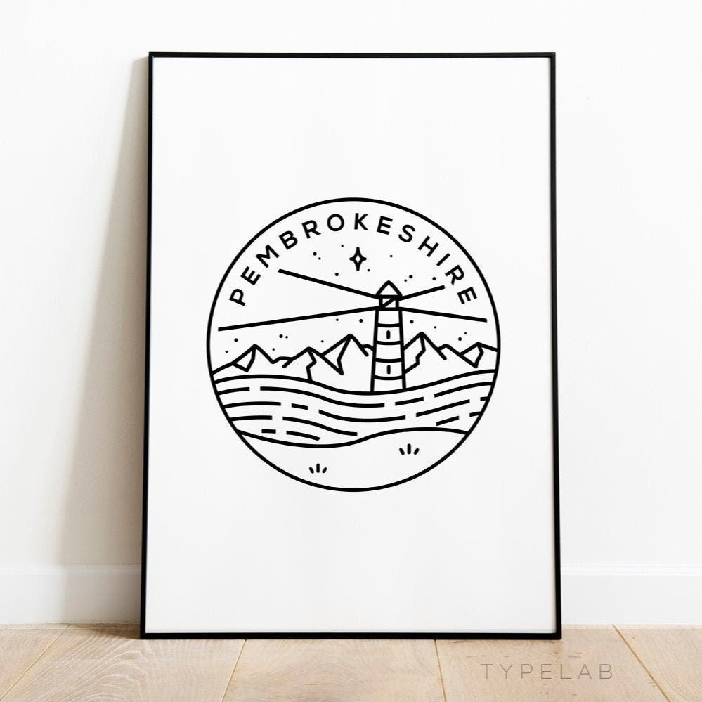 Pembrokeshire, Wales Circle Emblem Print Typelab