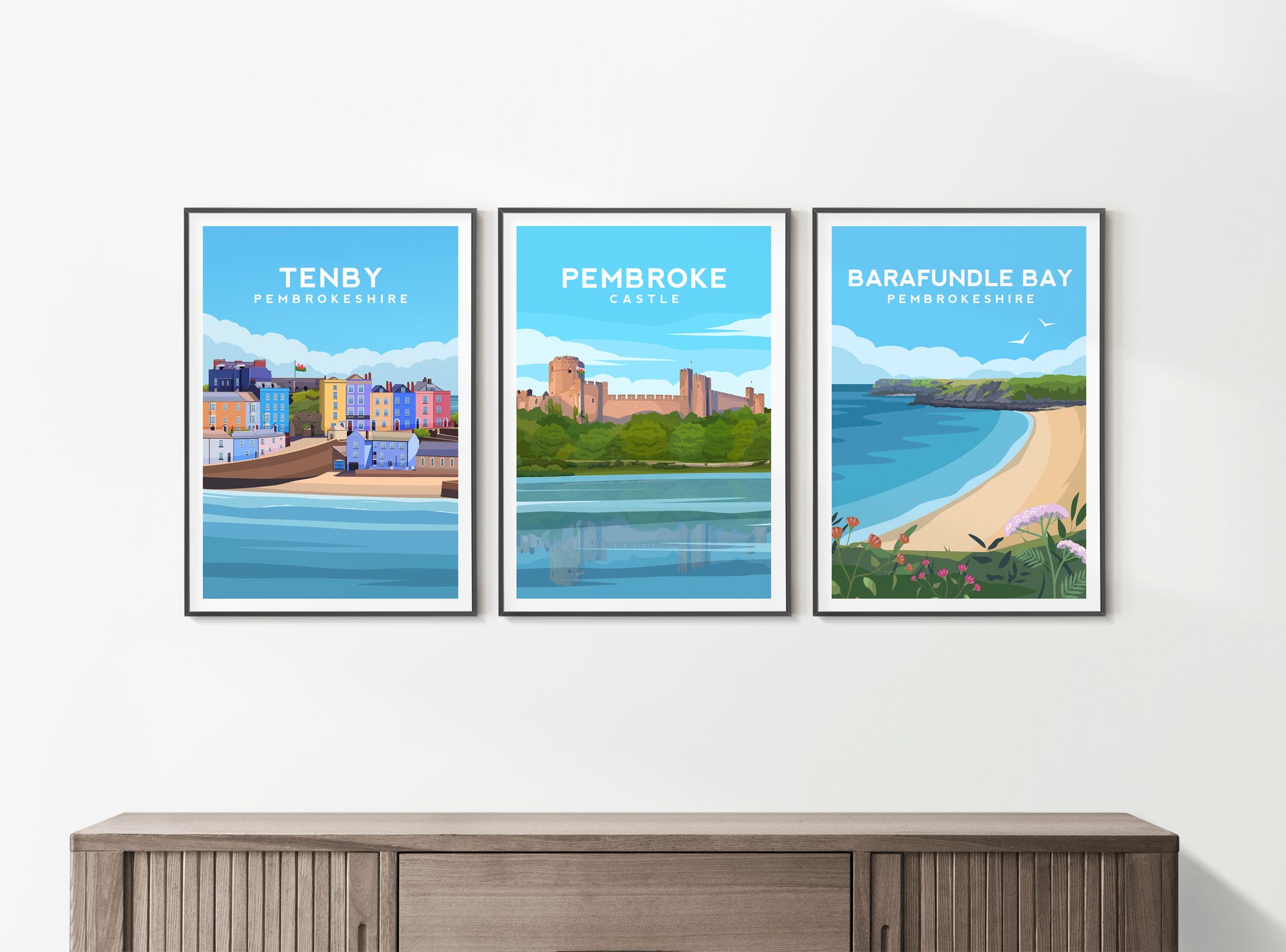 Tenby Print - Pembrokeshire Wales Wall Art by Typelab