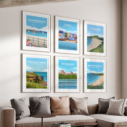 Saundersfoot Wales Print | Pembrokeshire Beach Travel Wall Art