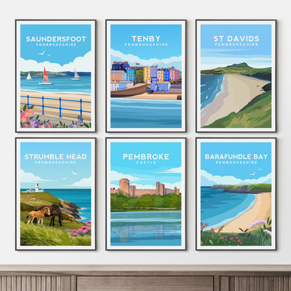Pembrokeshire Travel Print Set of 6 | Wales Coastal Wall Art