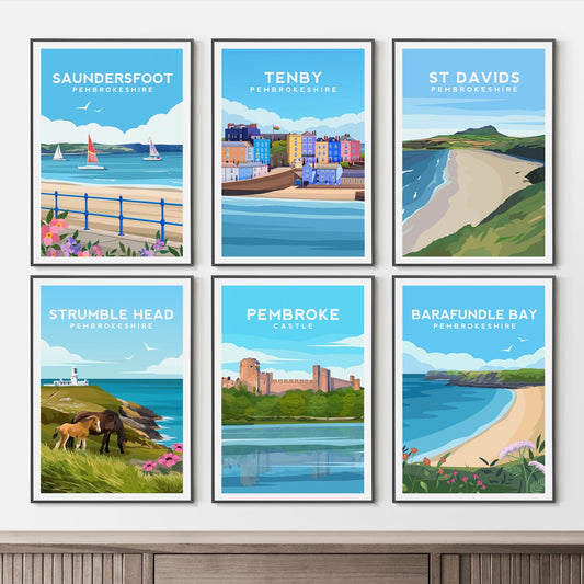 Pembrokeshire Travel Print Set of 6 | Wales Coastal Wall Art