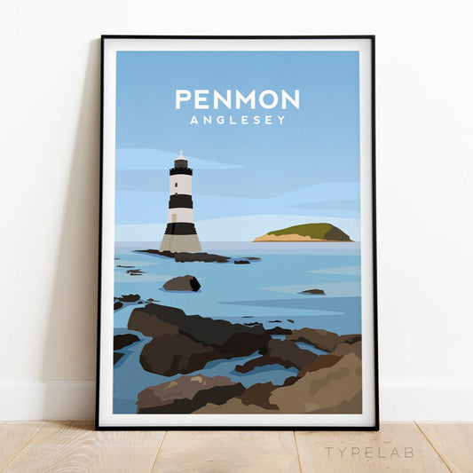 Penmon Lighthouse, Anglesey Wales Travel Print Typelab