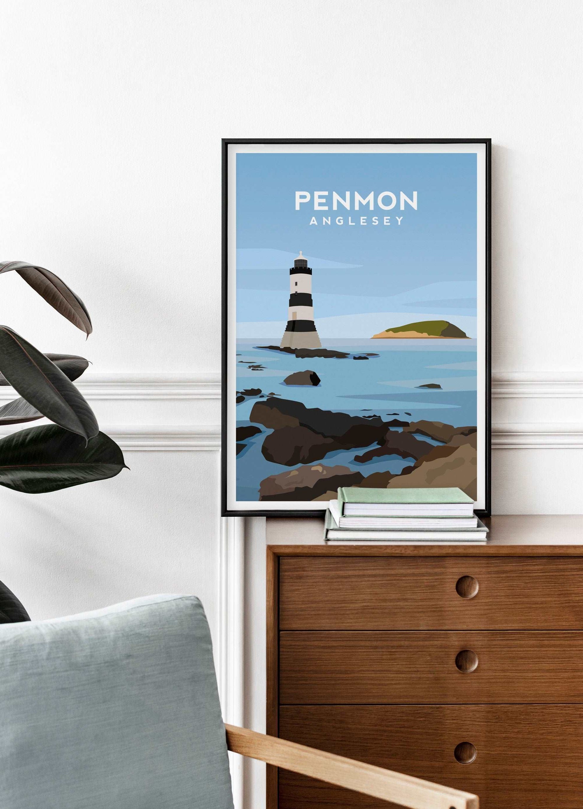 Penmon Lighthouse, Anglesey Wales Travel Print Typelab
