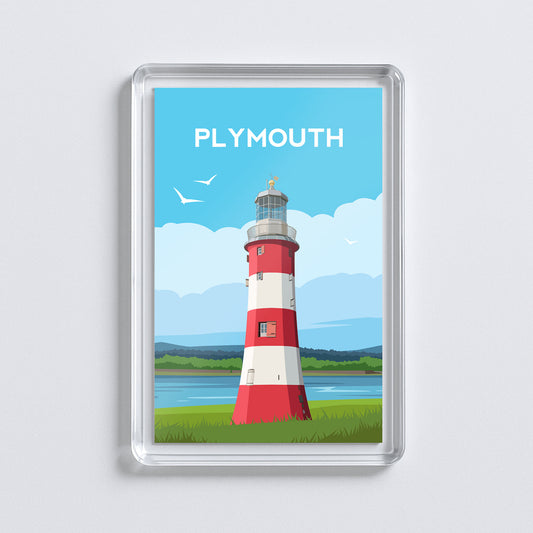Plymouth Lighthouse Fridge Magnet | Devon England Travel Gift