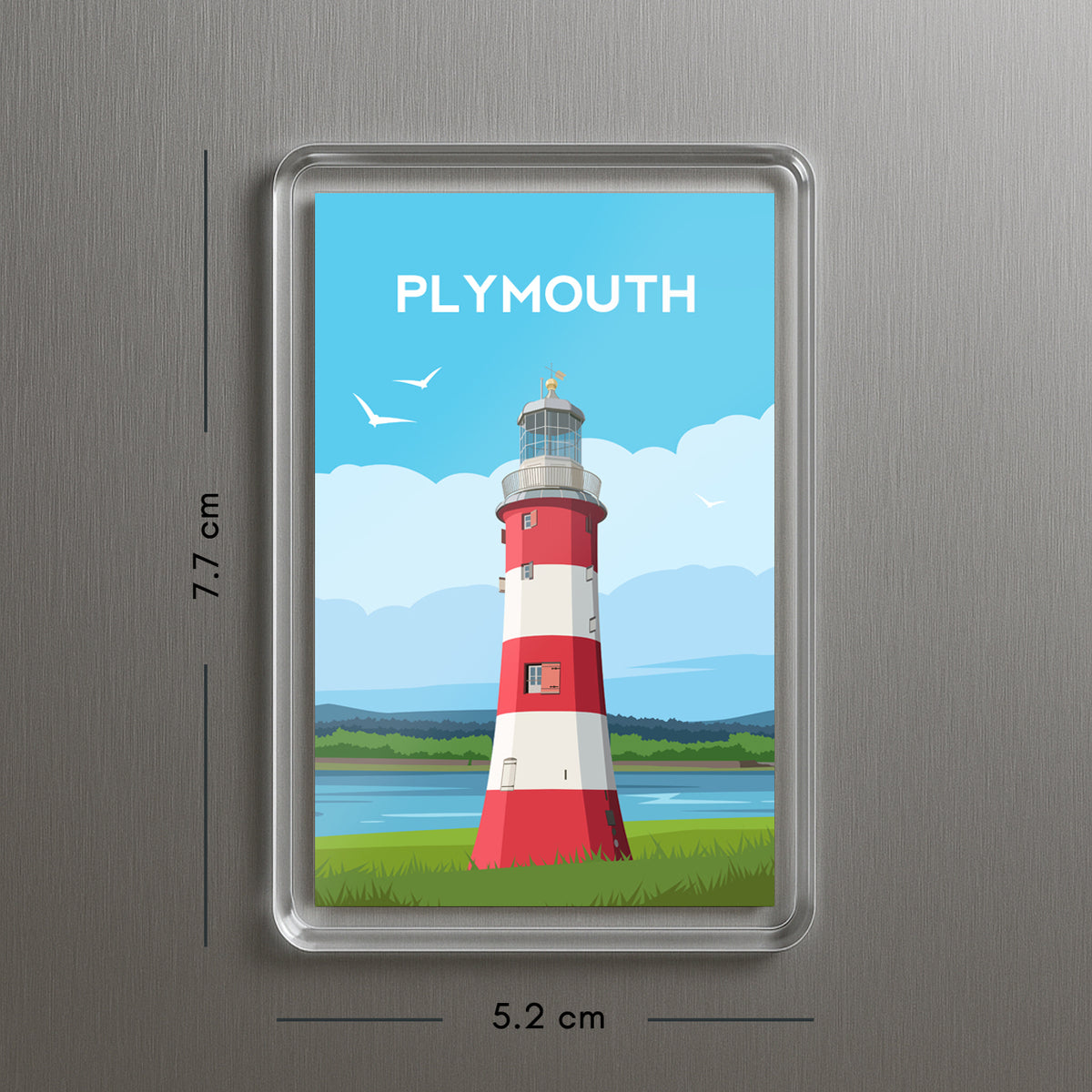Plymouth Lighthouse Fridge Magnet | Devon England Travel Gift
