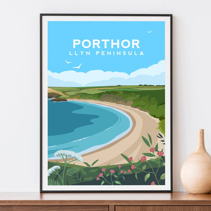 Porthor Whistling Sands Print - Wales Wall Art By Typelab