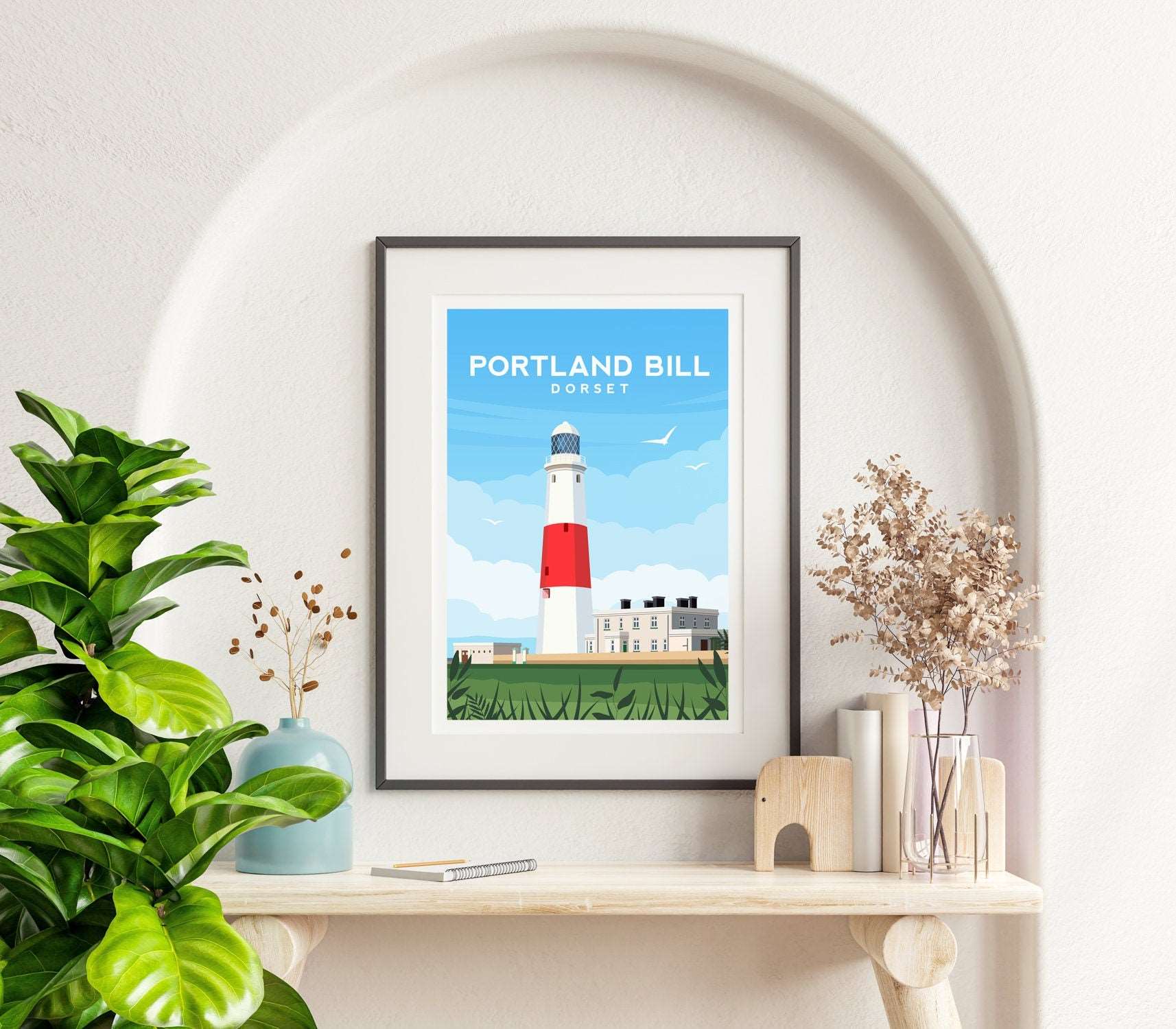 Portland Bill Lighthouse, Dorset Travel Print Typelab