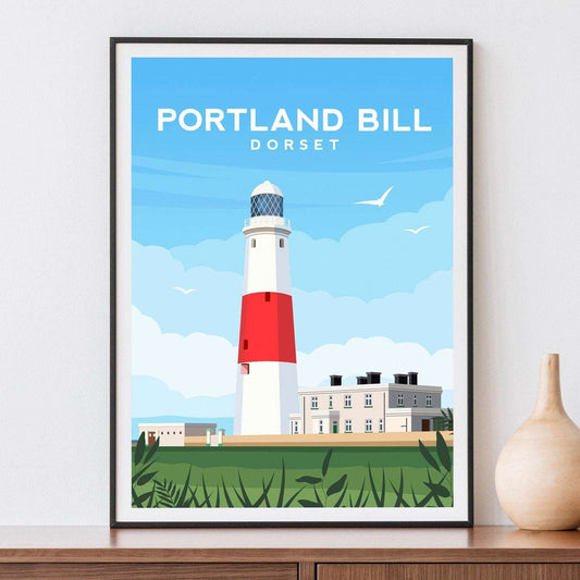 Portland Bill Lighthouse, Dorset Travel Print Typelab