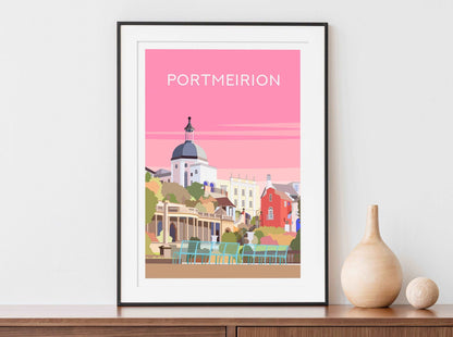Portmeirion, North Wales Pink Travel Print Typelab