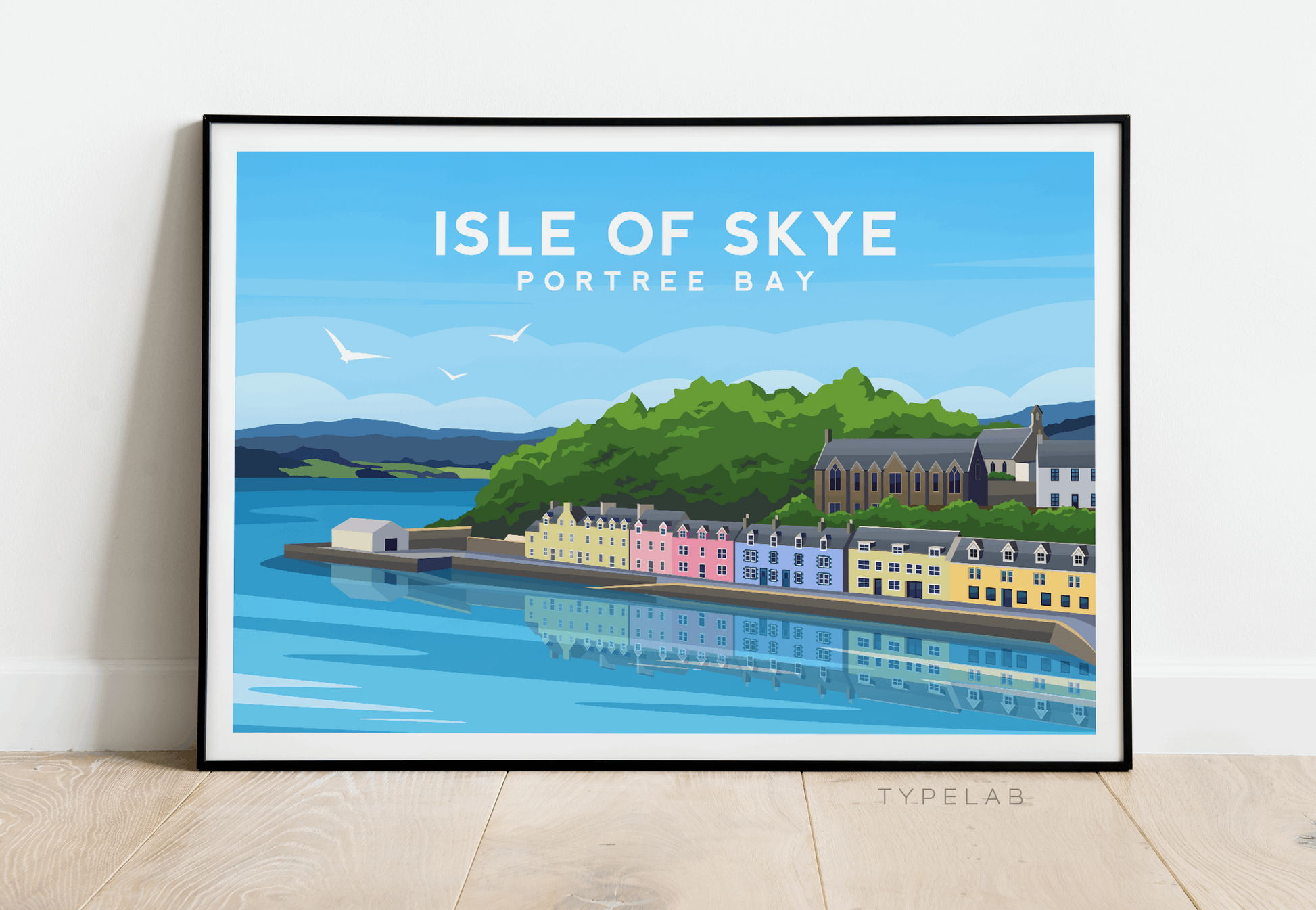 Portree Bay, Isle of Skye Landscape Print Typelab