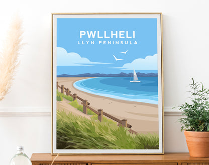 Pwllheli Llyn Peninsula Print - Wales Wall Art by Typelab