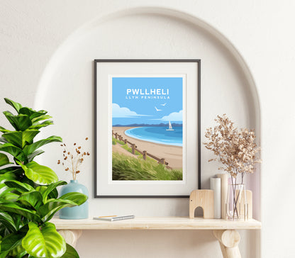 Pwllheli Llyn Peninsula Print - Wales Wall Art by Typelab