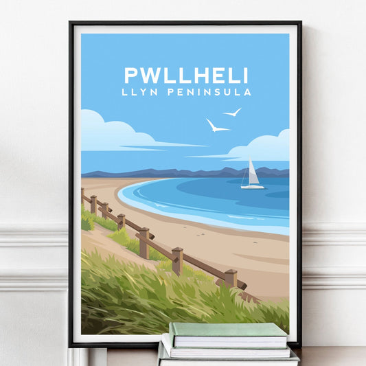 Pwllheli Llyn Peninsula Print - Wales Wall Art by Typelab