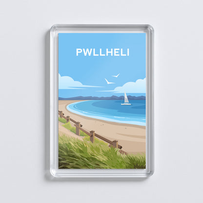 Pwllheli Wales Acrylic Fridge Magnet | Llyn Peninsula Travel Magnet