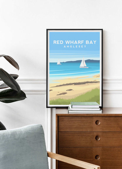 Red Wharf Bay, Anglesey Wales Travel Print Typelab