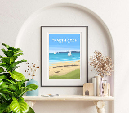 Red Wharf Bay, Anglesey Wales Travel Print Typelab