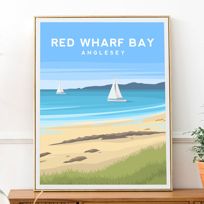 Red Wharf Bay, Anglesey Wales Travel Print Typelab