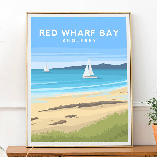Red Wharf Bay, Anglesey Wales Travel Print Typelab