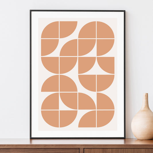 Mid Century Retro Geometric Print | Warm Orange Wall Art
