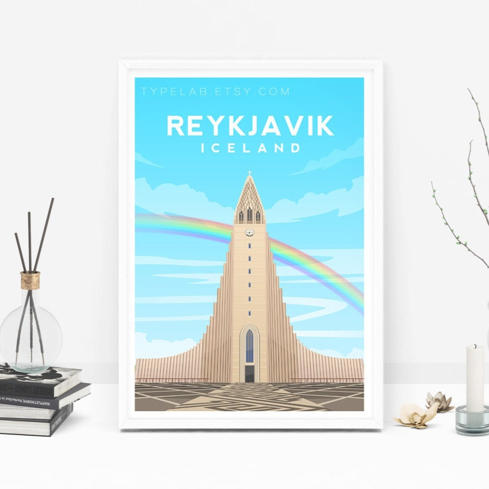 Reykjavik Cathedral, Iceland Travel Print Typelab