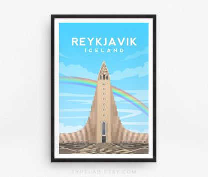 Reykjavik Cathedral, Iceland Travel Print Typelab
