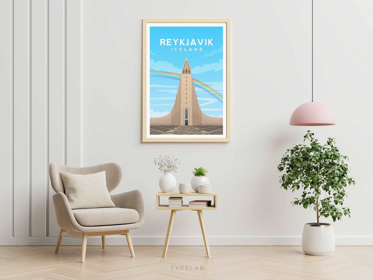 Reykjavik Cathedral, Iceland Travel Print Typelab