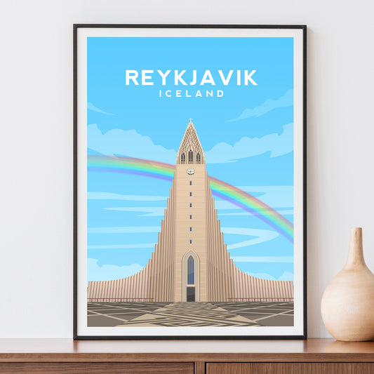 Reykjavik Cathedral Print | Iceland Travel Wall Art