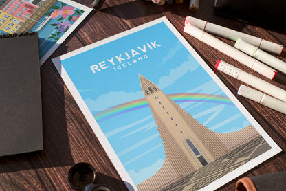 Reykjavik Cathedral, Iceland Travel Print Typelab