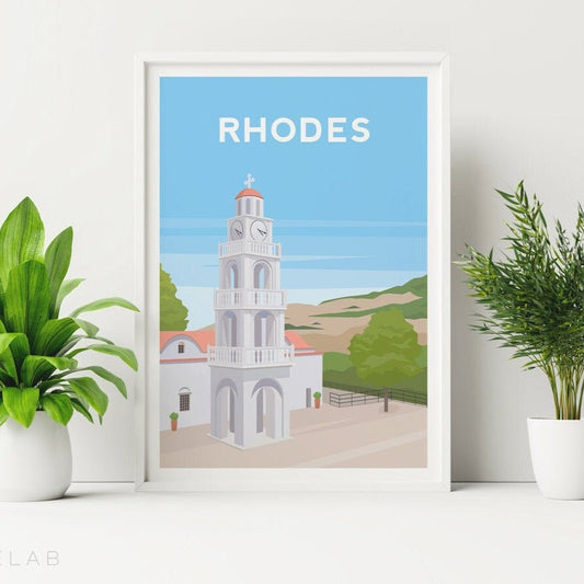 Rhodes, Greece Travel Print Typelab