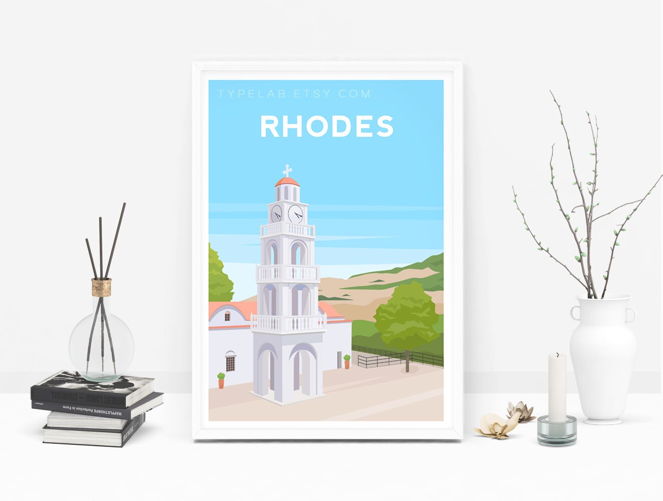 Rhodes, Greece Travel Print Typelab