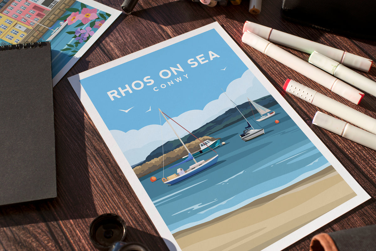 Rhos On Sea Wales Print | Conwy Travel Wall Art