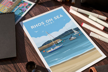 Rhos On Sea Wales Print | Conwy Travel Wall Art