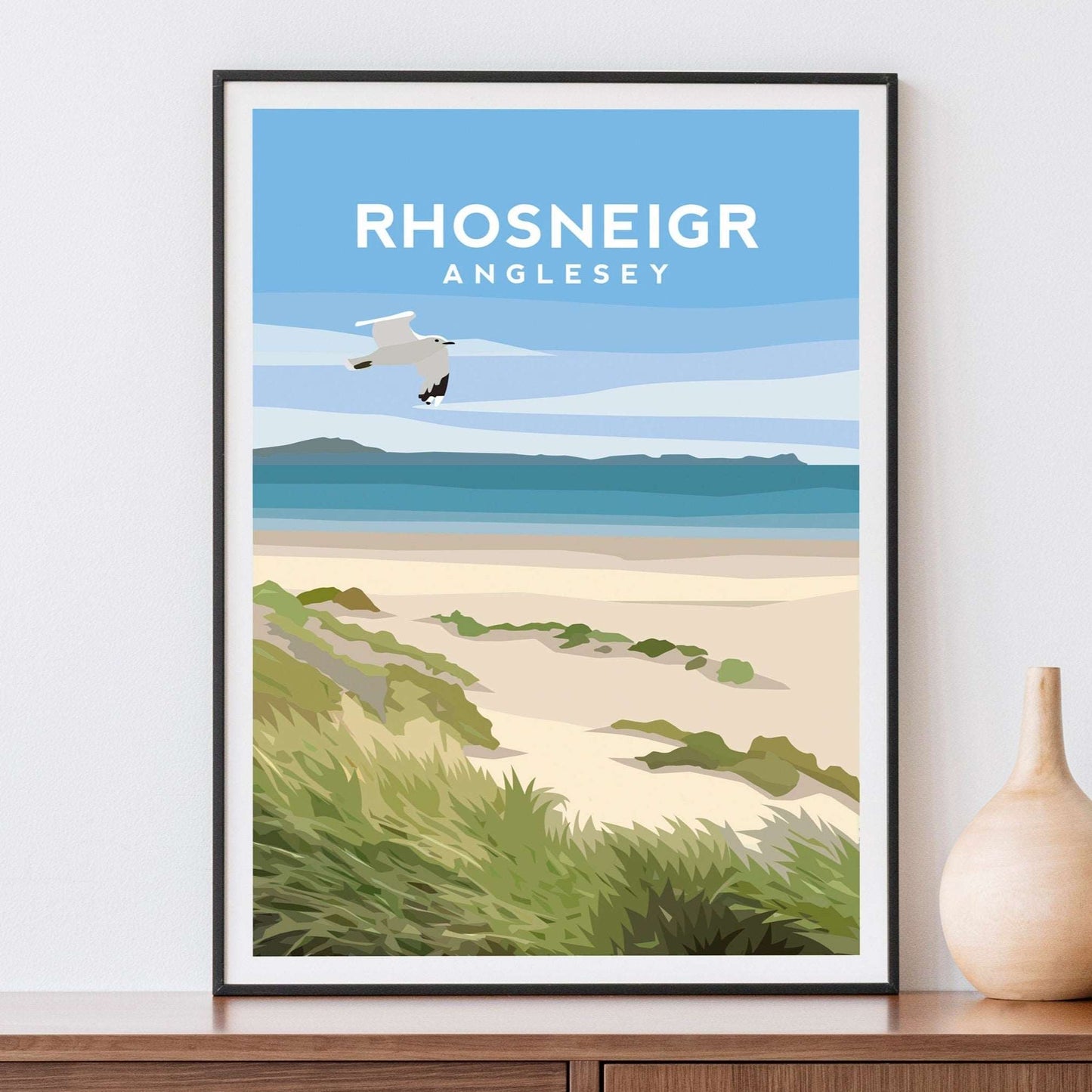 Rhosneigr Beach, Anglesey Wales Travel Print Typelab