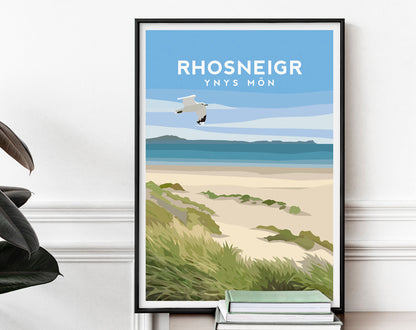 Rhosneigr Beach, Anglesey Wales Travel Print Typelab