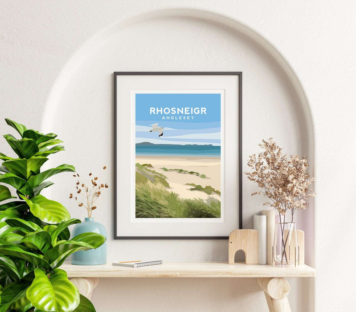 Rhosneigr Beach, Anglesey Wales Travel Print Typelab