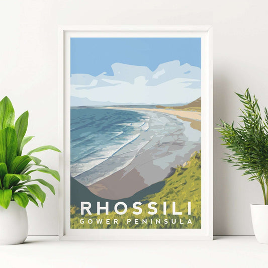 Rhossili Beach, Gower Wales Travel Print Typelab