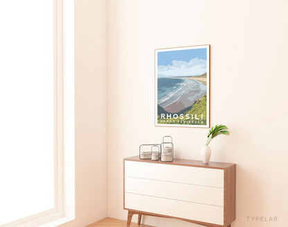 Rhossili Beach, Gower Wales Travel Print Typelab