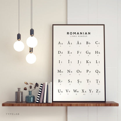 Romanian Alphabet Print, Language Learning Wall Art Typelab