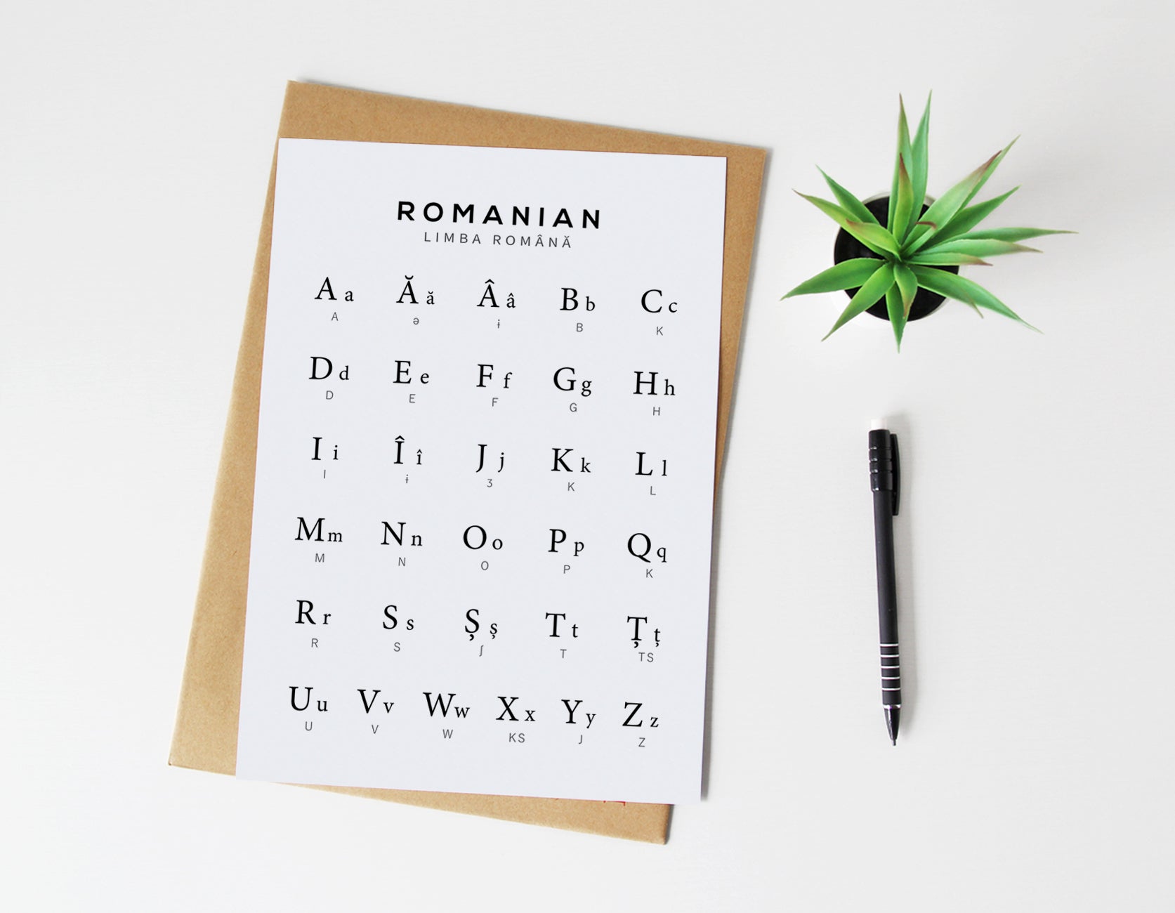 Romanian Alphabet Print, Language Learning Wall Art – Typelab
