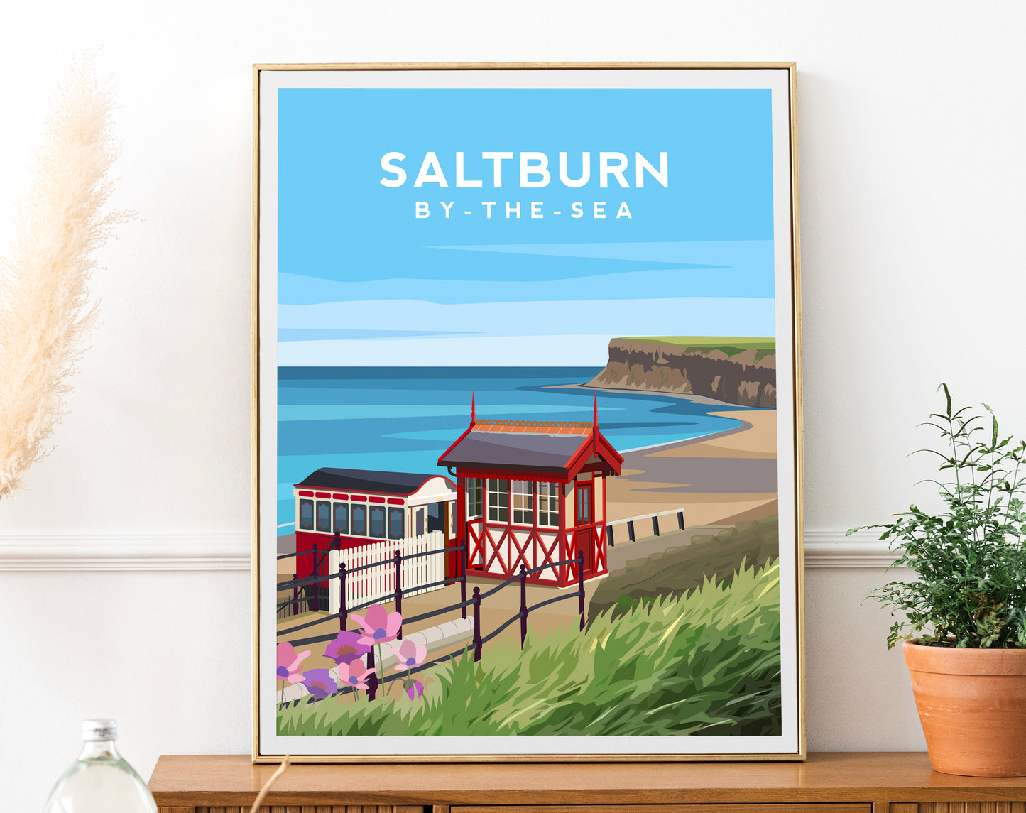 Saltburn By The Sea Print | Yorkshire England Wall at by Typelab