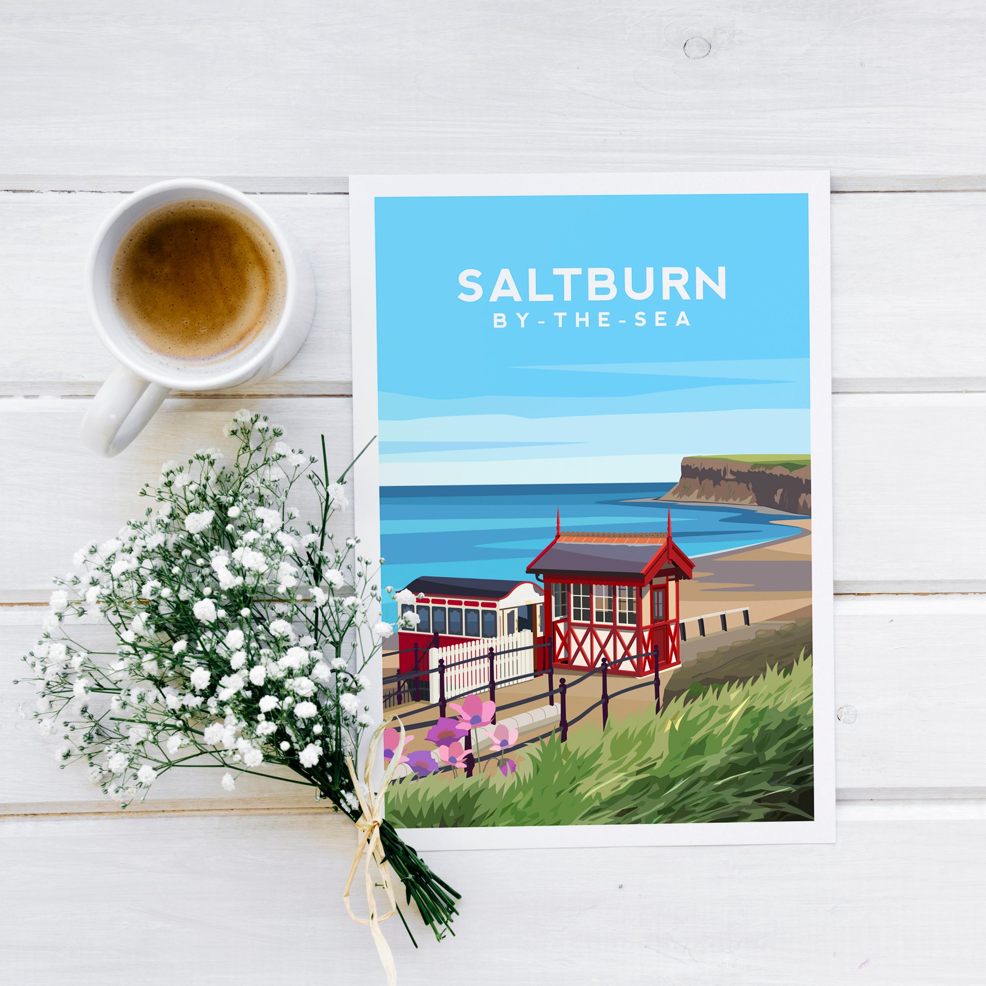 Saltburn By The Sea Print | Yorkshire England Wall at by Typelab