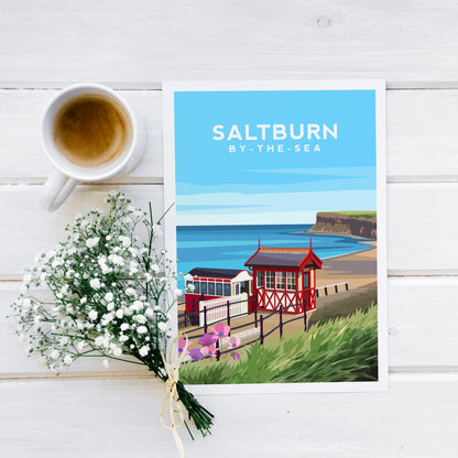 Saltburn By The Sea Print | Yorkshire England Wall at by Typelab